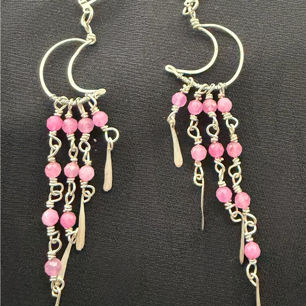 Celestial Boho Agate Moon Chandelier Earrings